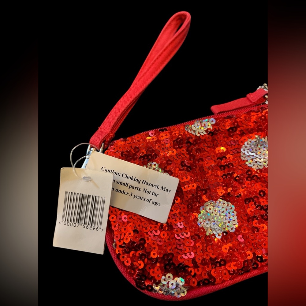NWT Disney Parks Minnie Mouse Red Sequin Polka Dot Wristlet Gift Christmas Purse - Picture 3 of 6